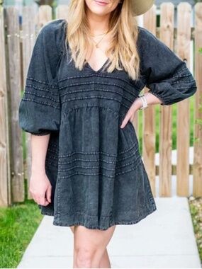 Free People Sweet Surrender Denim Mini in Black Size Small